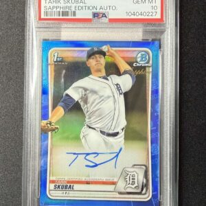 2020 Bowman Chrome Sapphire Tarik Skubal Auto PSA 10 in sealed eBay Authenticity Guarantee packaging before opening