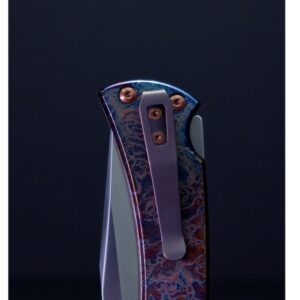 Lynch NW reversible titanium deep-carry pocket clip on Buck 110 Slim Pro TRX Oil Slick