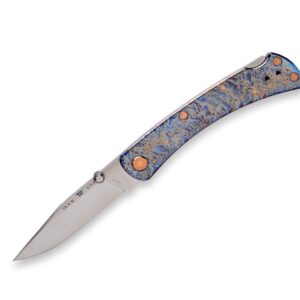 Buck 110 Slim Pro TRX Oil Slick open showing full 3.75-inch MagnaCut blade