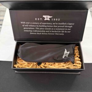 Buck 110 Slim Pro TRX Oil Slick complete kit with knife, Certificate of Authenticity, Buck Family letter, and original box