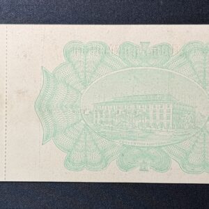 Reverse of 1896 Republican National Convention ticket showing green engraved Convention Auditorium