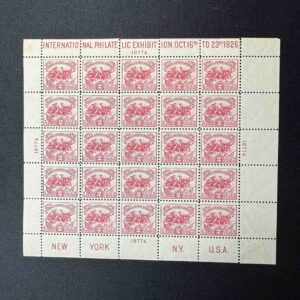 1926 White Plains Souvenir Sheet Scott 630 Plate 18774 full sheet front - Mint OG NH F-VF with faults