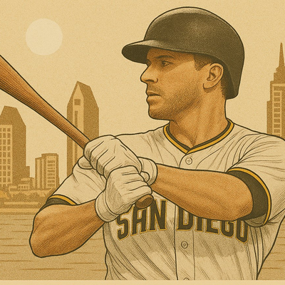Vintage-style illustrated baseball card collectible